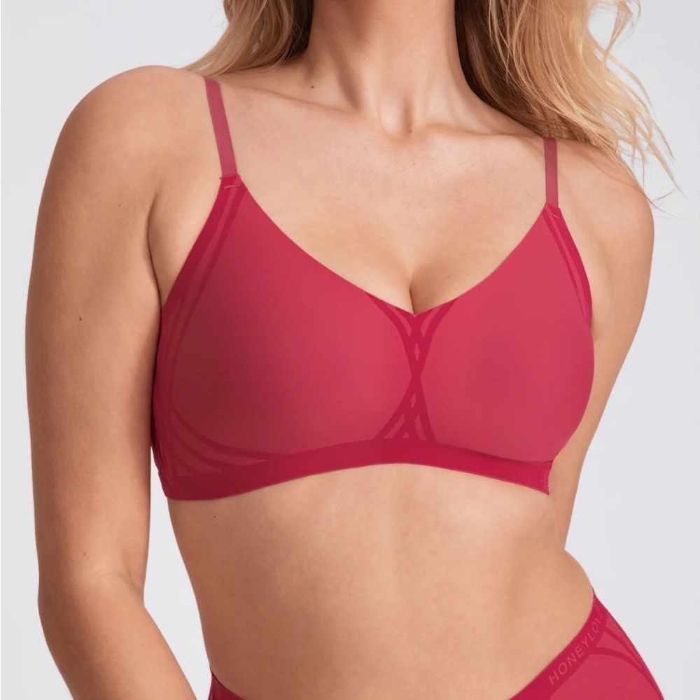 HoneyLove Liftwear Silhouette Bra Wireless Comfort Stretch Smooth Raw Cut